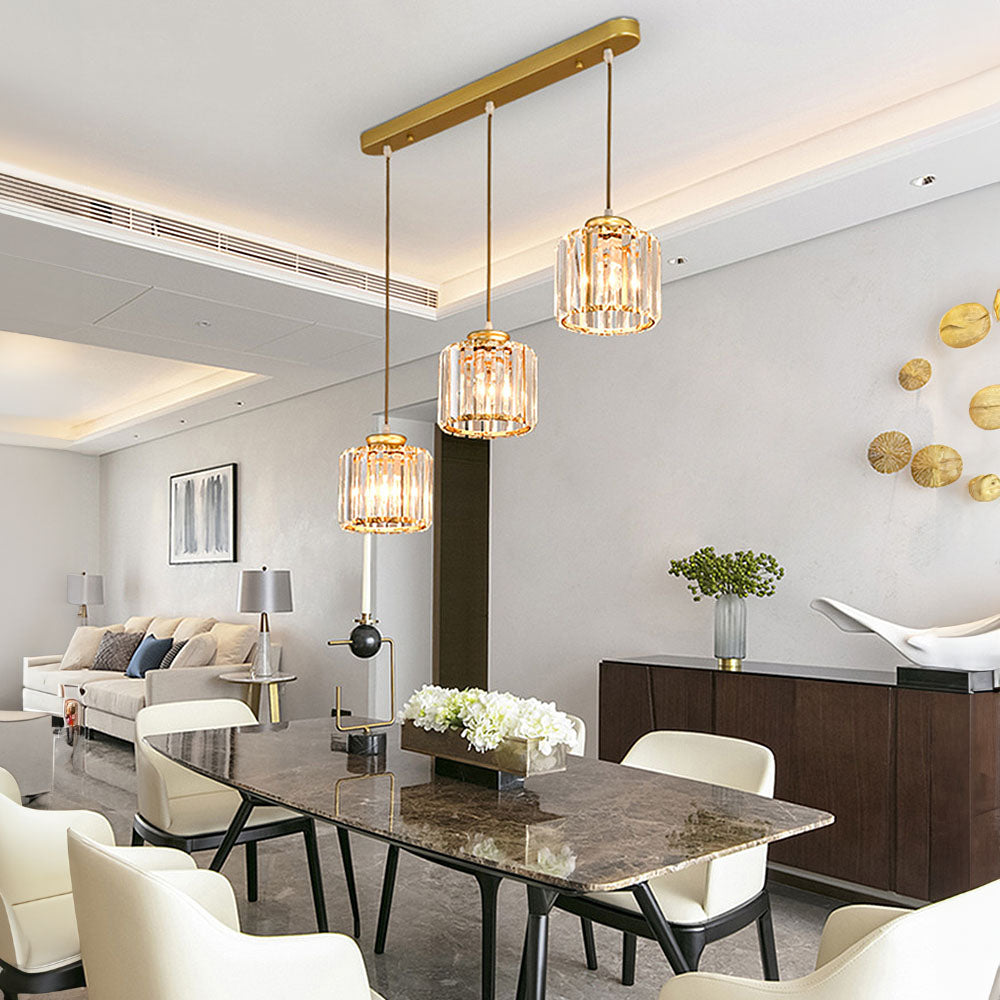 Cubica | Hedendaagse Multi-Licht Metalen en Kristallen Prismahanglamp