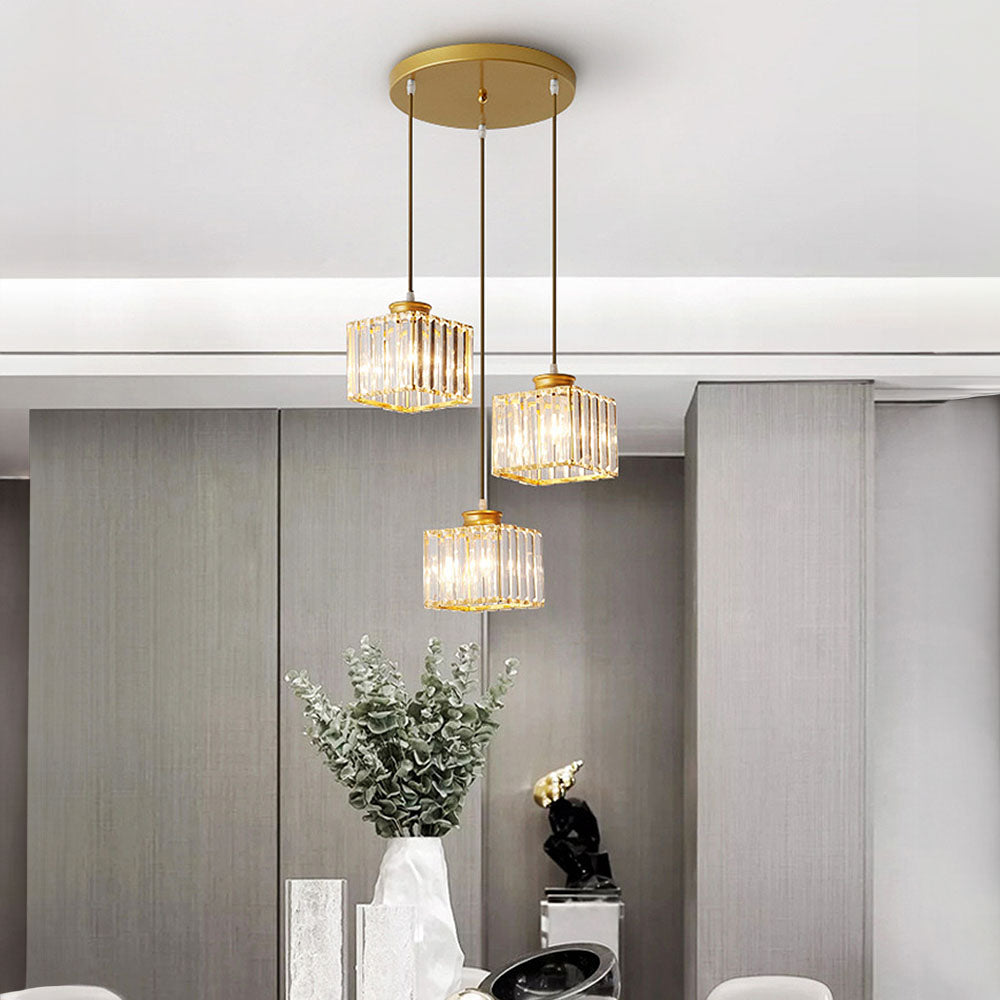 Cubica | Hedendaagse Multi-Licht Metalen en Kristallen Prismahanglamp