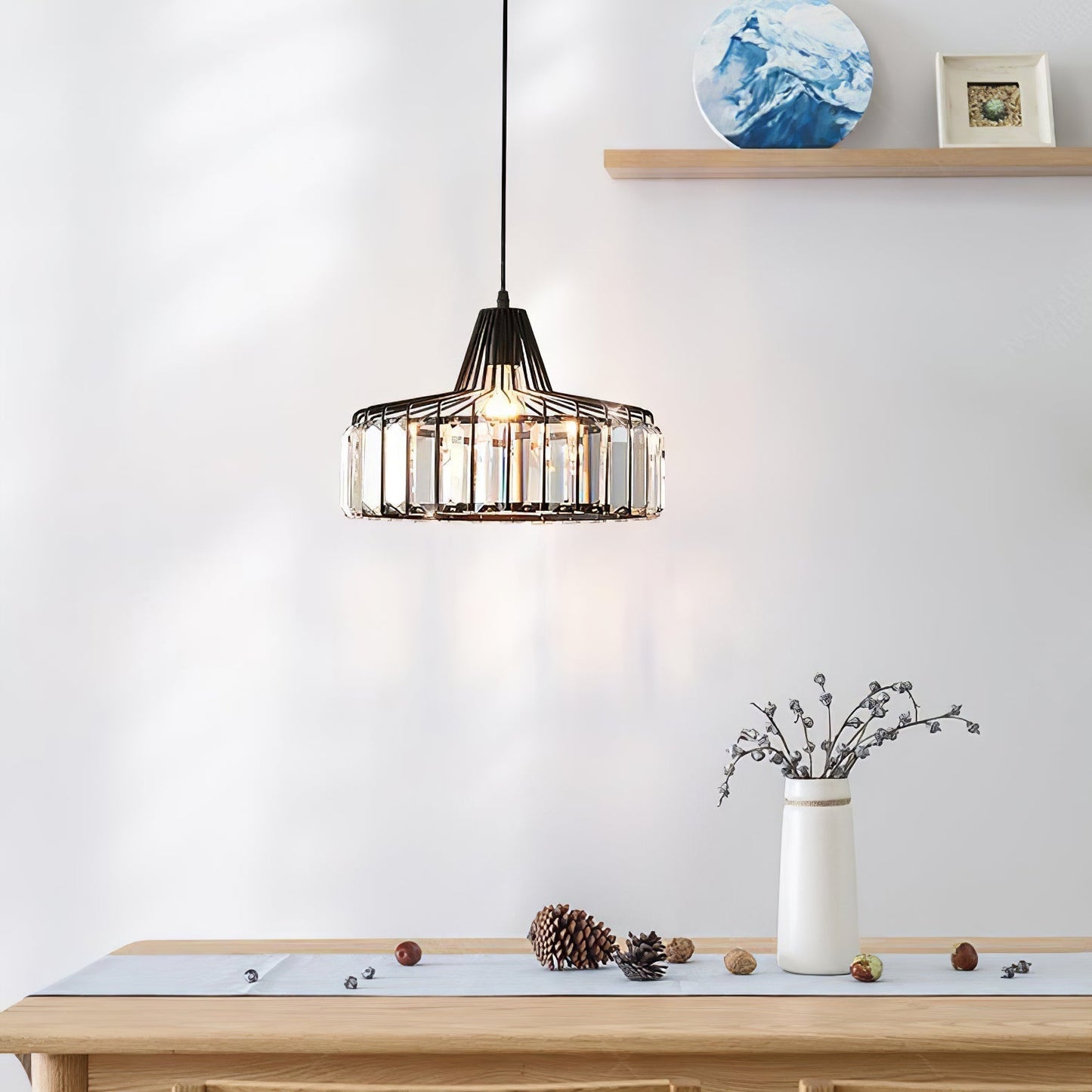 Obsidia | Strakke IJzeren Frame Kristallen Hanglamp