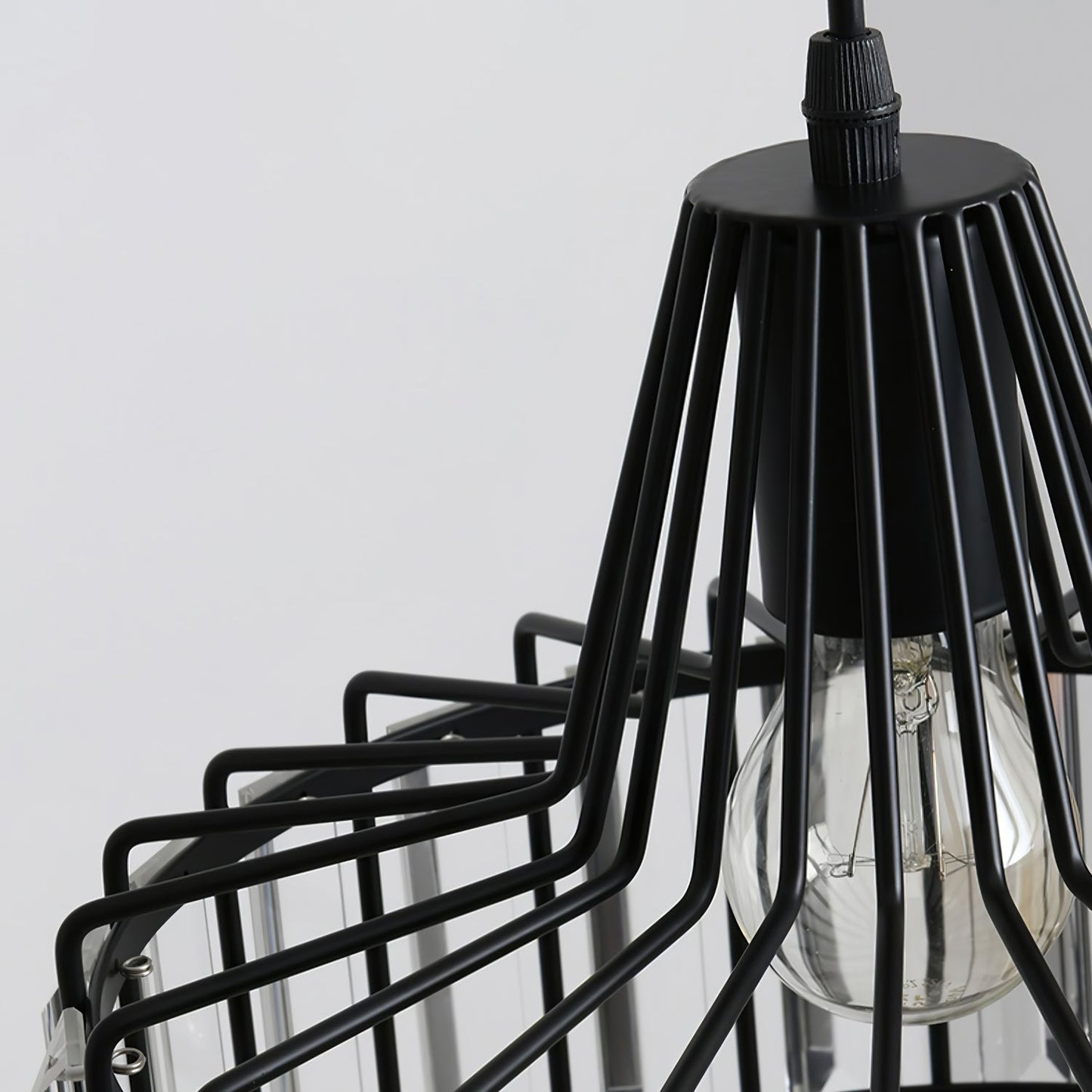 Obsidia | Strakke IJzeren Frame Kristallen Hanglamp