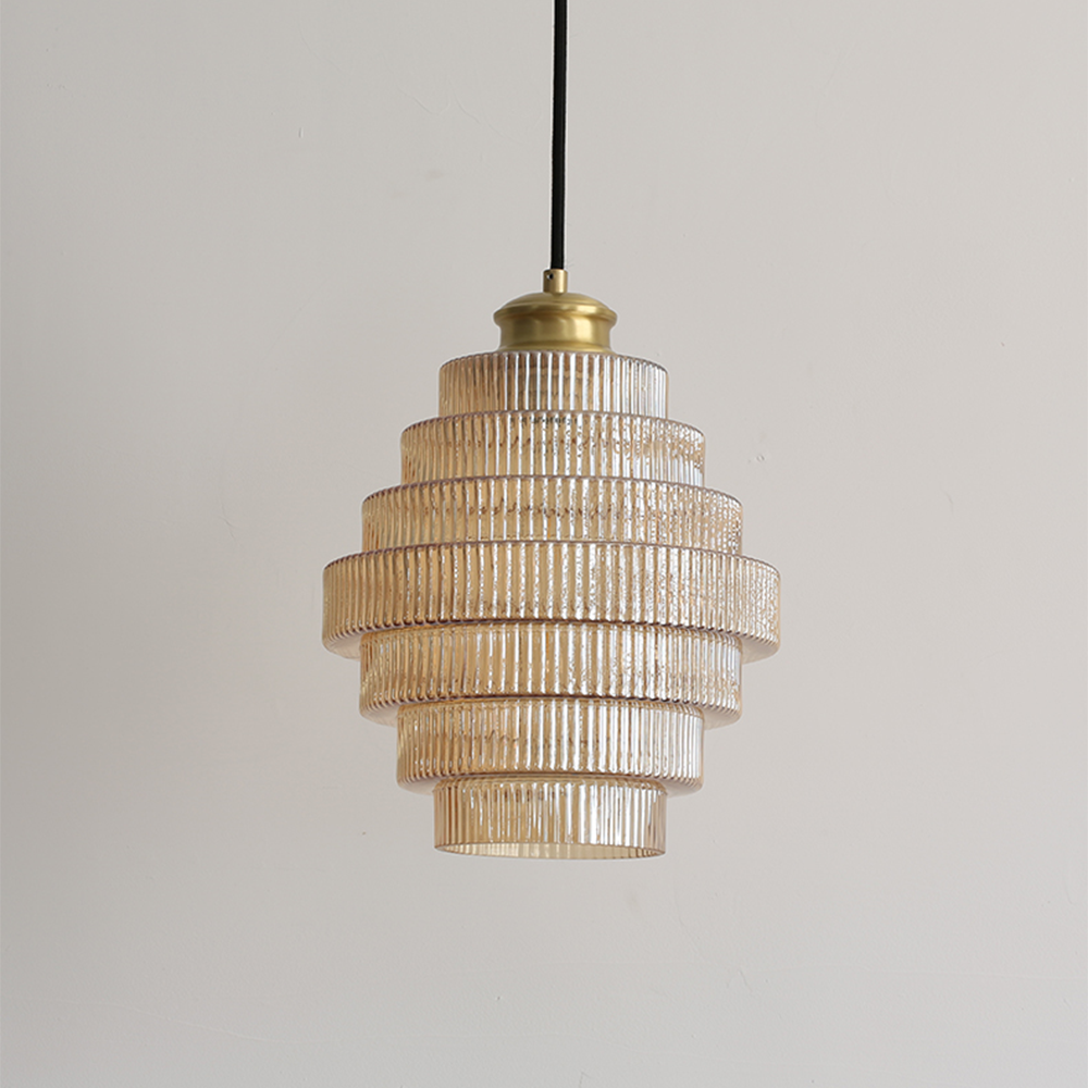 Auris | Antieke Laag Ribbelglas Hanglamp