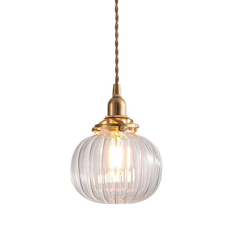 Pythos | Vintage Pompoen Glazen Geribbelde LED Hanglamp