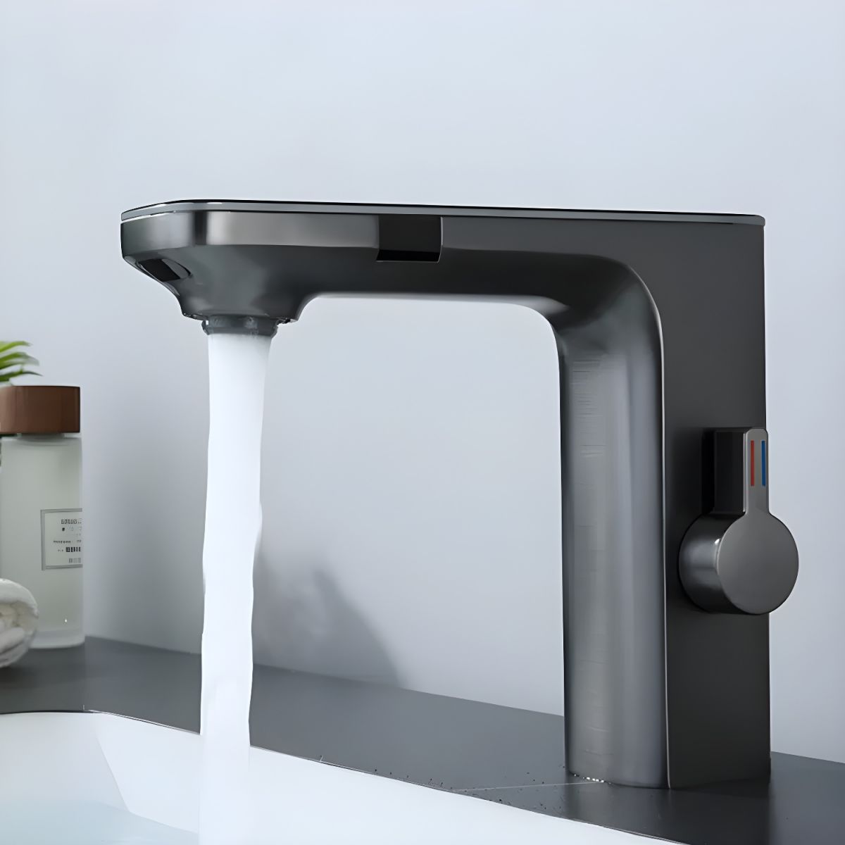 Jovallur | Moderne L-vormige Gebogen Kolom Badkamerkraan met Digitale Weergave