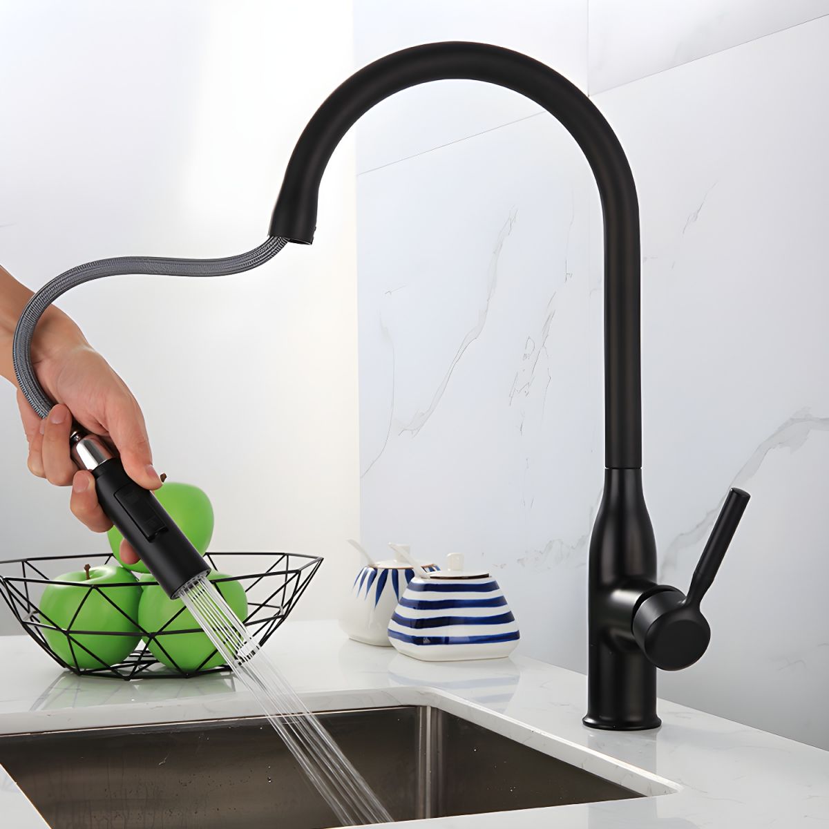 Fjordis | Nordic Gooseneck Uittrekbare Draaikraan Keukenkraan