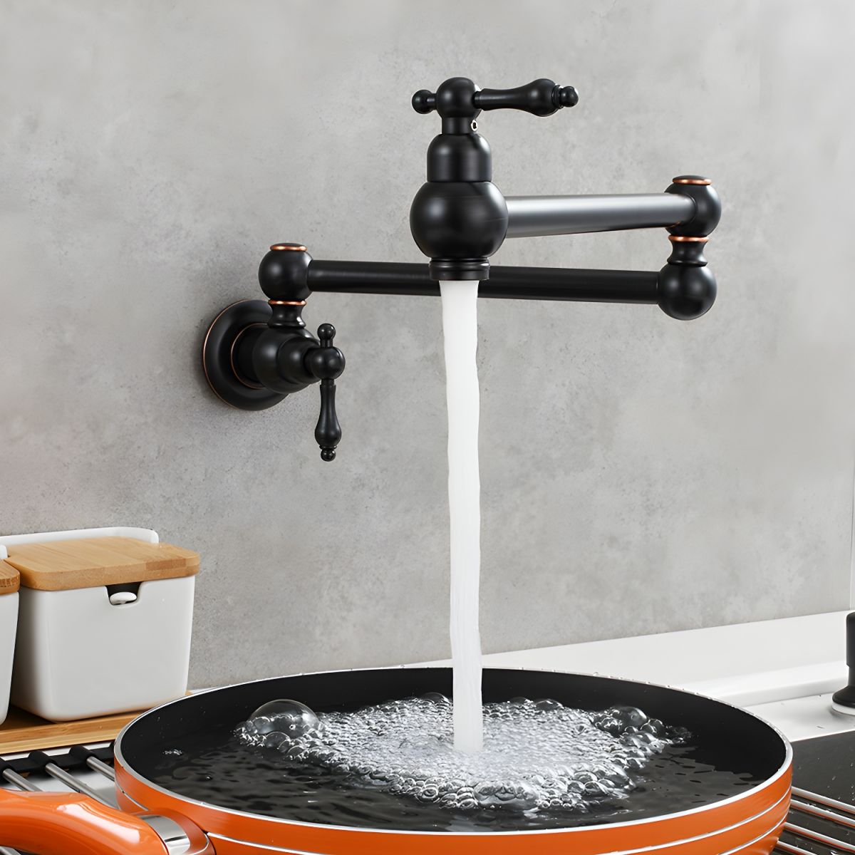 Arvikee | Elegante Wandgemonteerde Articulerende Arm Keukenpotvuller Kraan