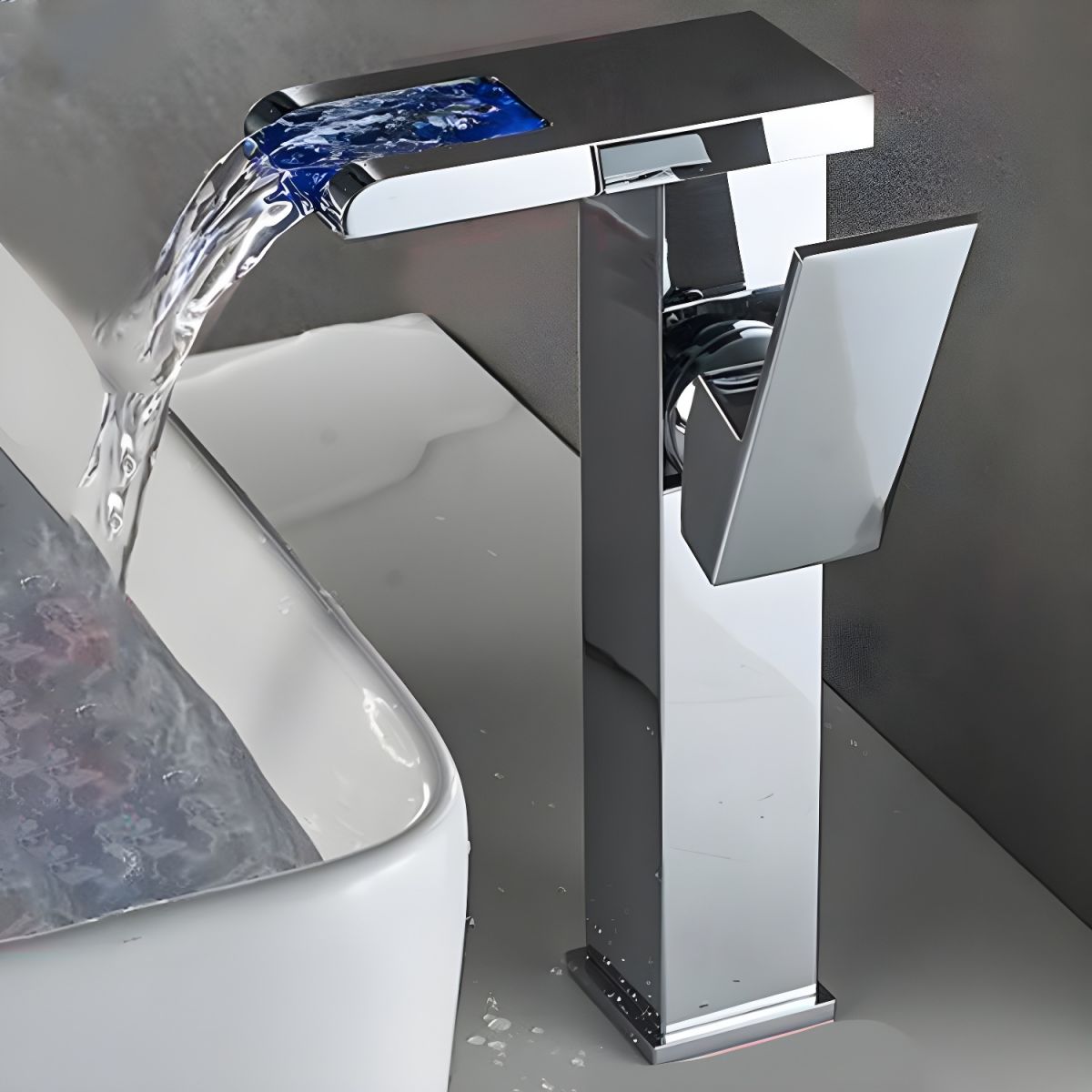 Alvundir | Hoge Rechthoekige Watervaluitloop Badkraan