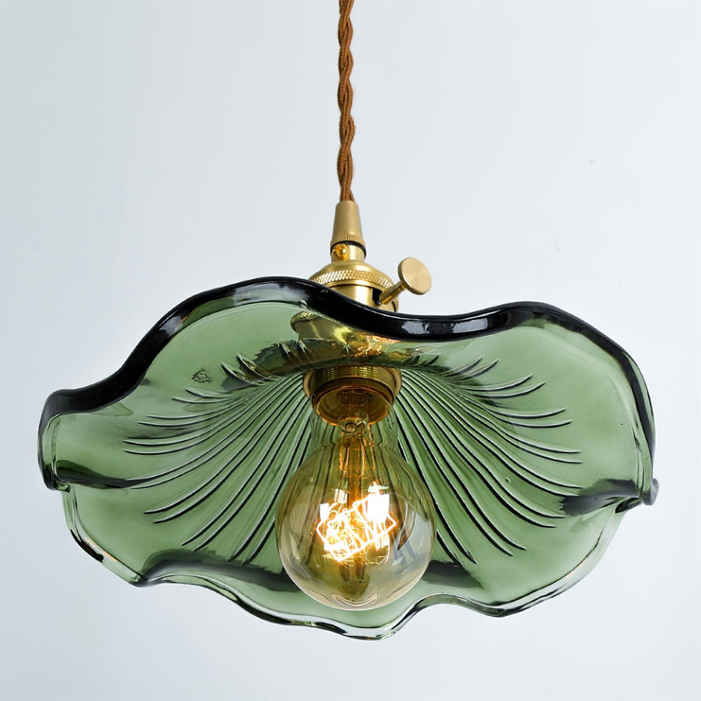 Floria | Elegante Hibiscus Bloemvormige Geprofileerde Glazen Hanglamp
