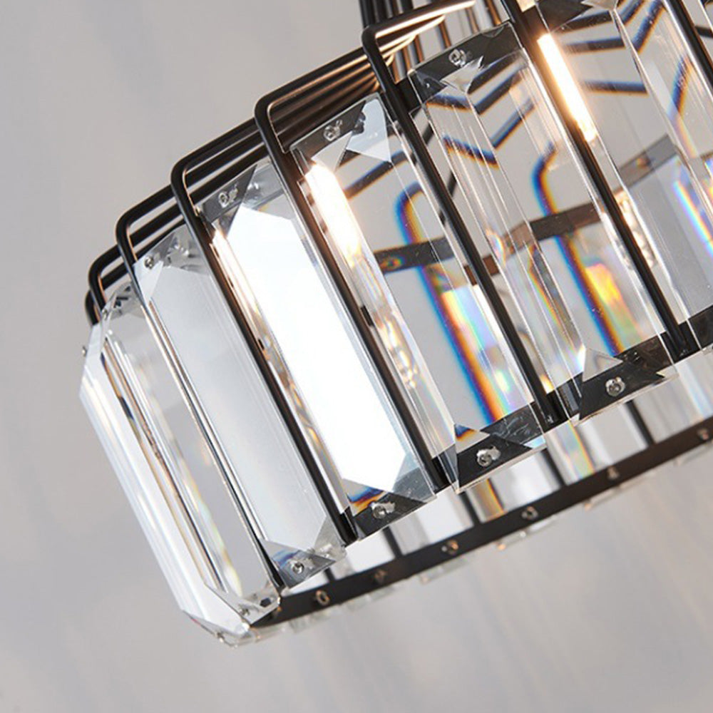 Obsidia | Strakke IJzeren Frame Kristallen Hanglamp