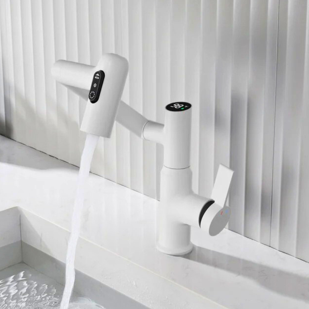 Nexus | Slimme Draaiende Wastafelmengkraan met 3-Mode Spray & Temperatuurweergave