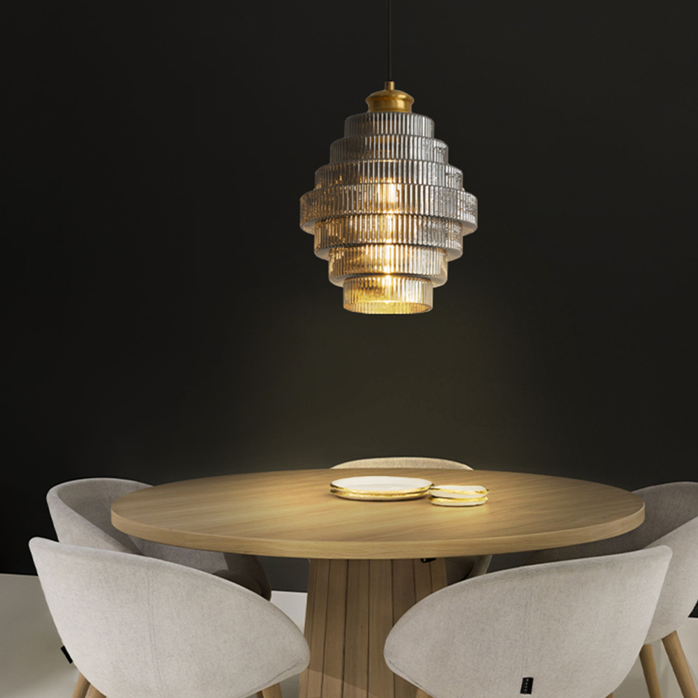 Auris | Antieke Laag Ribbelglas Hanglamp