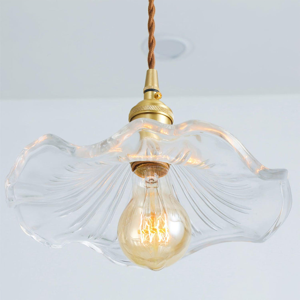 Floria | Elegante Hibiscus Bloemvormige Geprofileerde Glazen Hanglamp