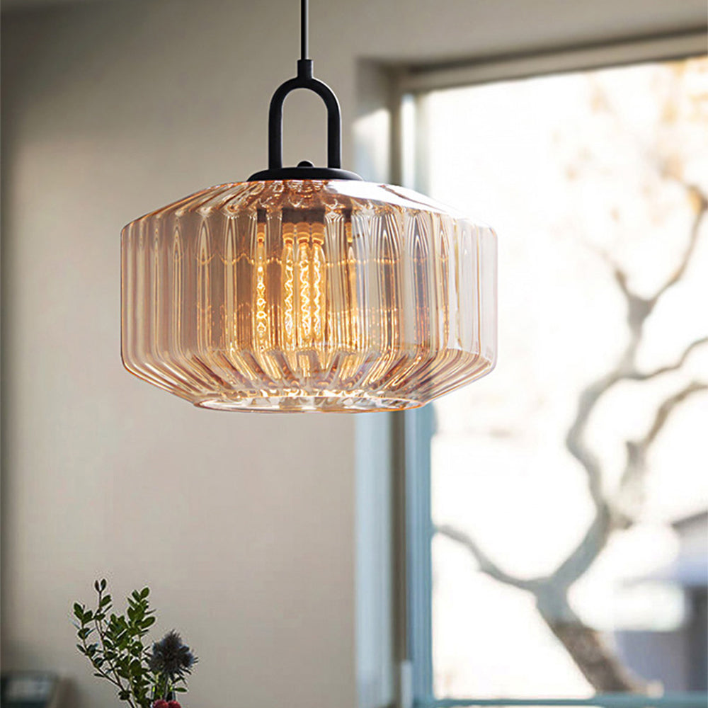 Verda | Midden Eeuw Ribbelglas Koepel Hanglamp