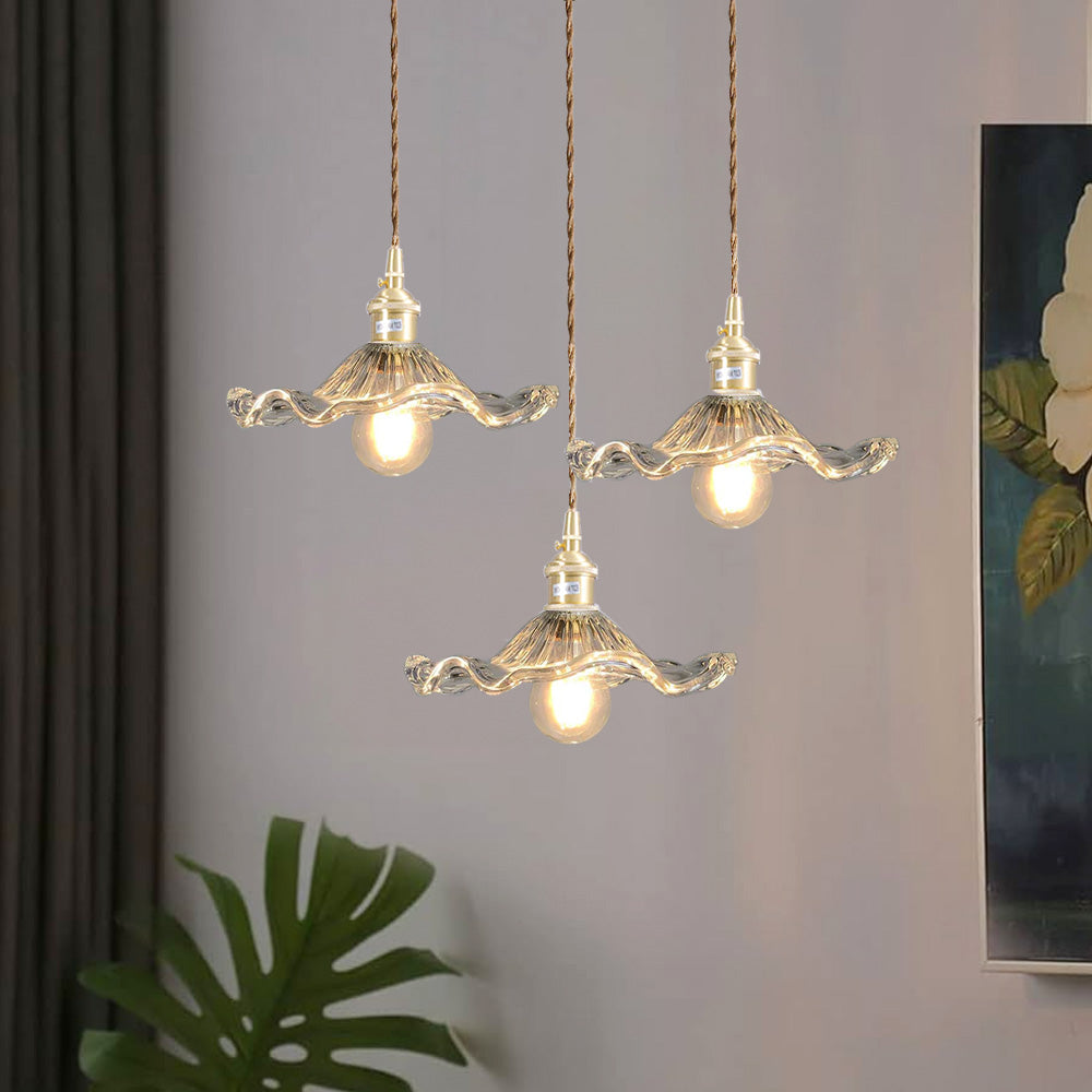 Floria | Elegante Hibiscus Bloemvormige Geprofileerde Glazen Hanglamp