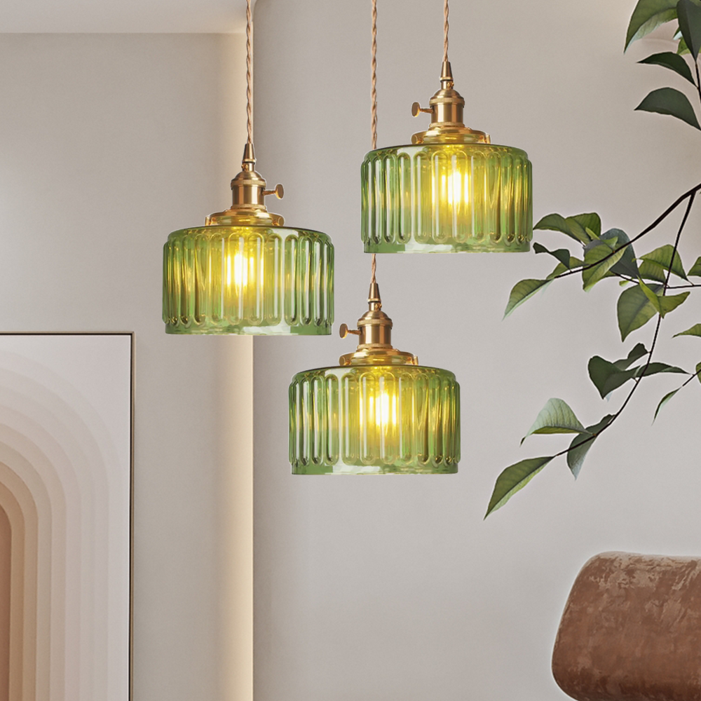 Viridis | Retro Textuur Glazen Cilinder Hanglamp