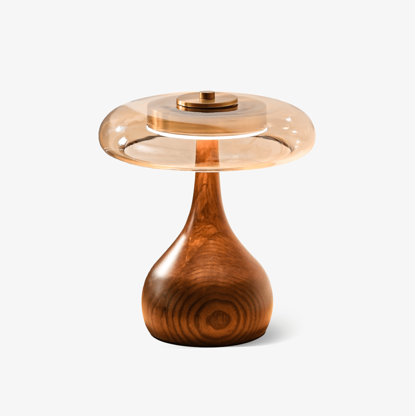 Vancorim | Japandi Gebogen Hout Amber Glas Tafellamp