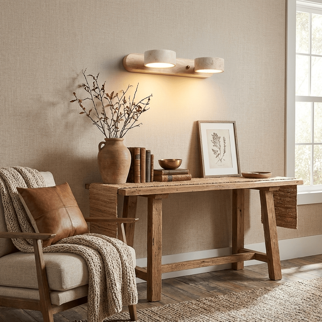 Nyxoris | Geometrische Gestructureerde Travertijn Make-up Wandlamp