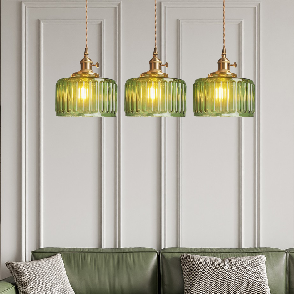 Viridis | Retro Textuur Glazen Cilinder Hanglamp