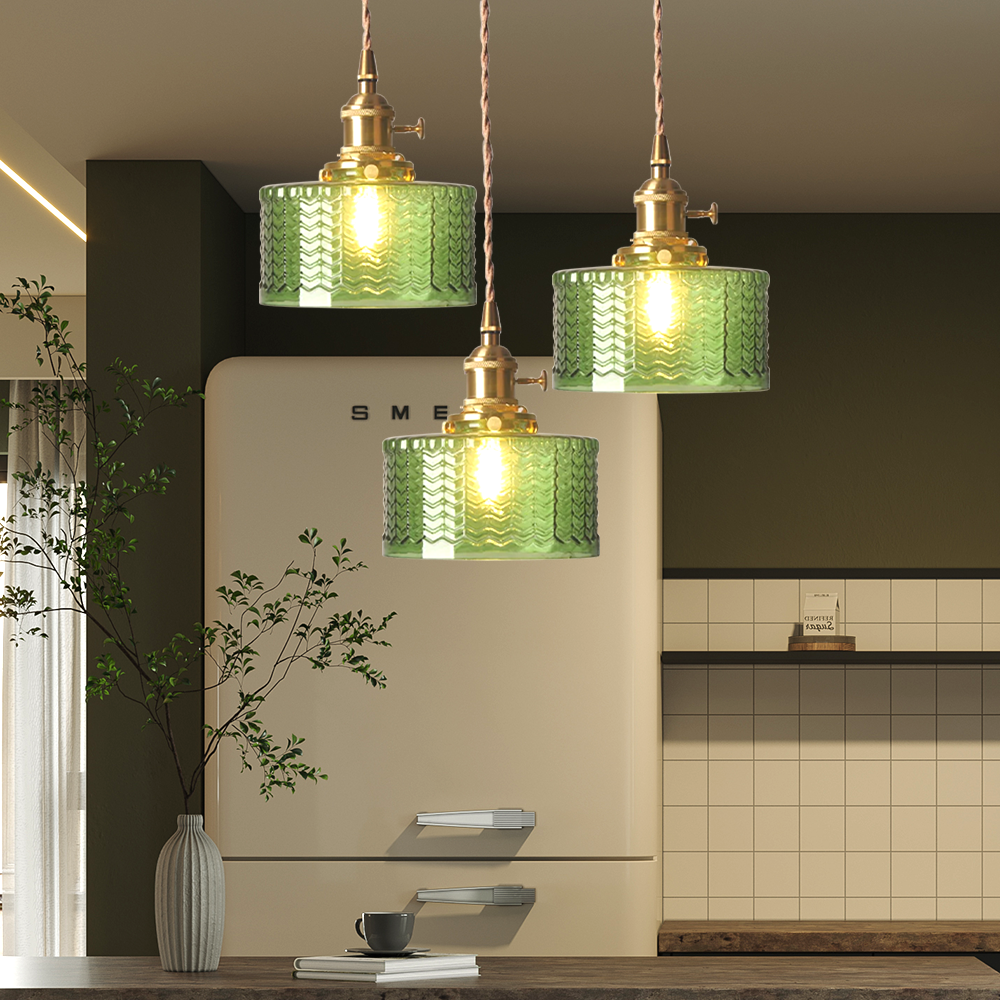 Viridis | Retro Textuur Glazen Cilinder Hanglamp