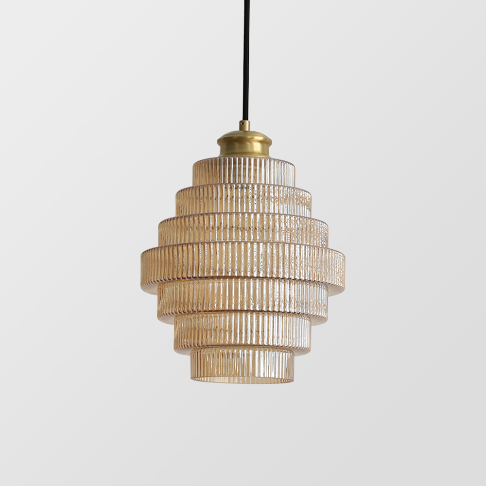 Auris | Antieke Laag Ribbelglas Hanglamp