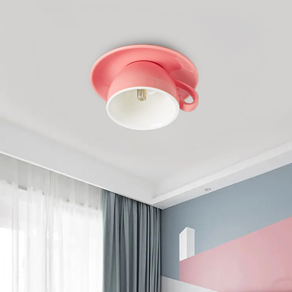 Valentina | Moderne Keramische Koffiekop Flush Mount Plafondlamp