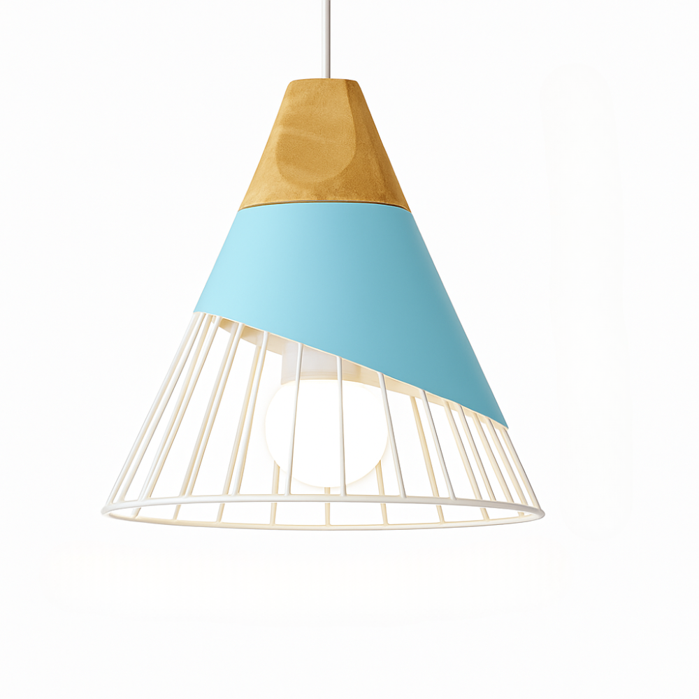Virelo | Moderne Noordse metalen en houten hanglamp