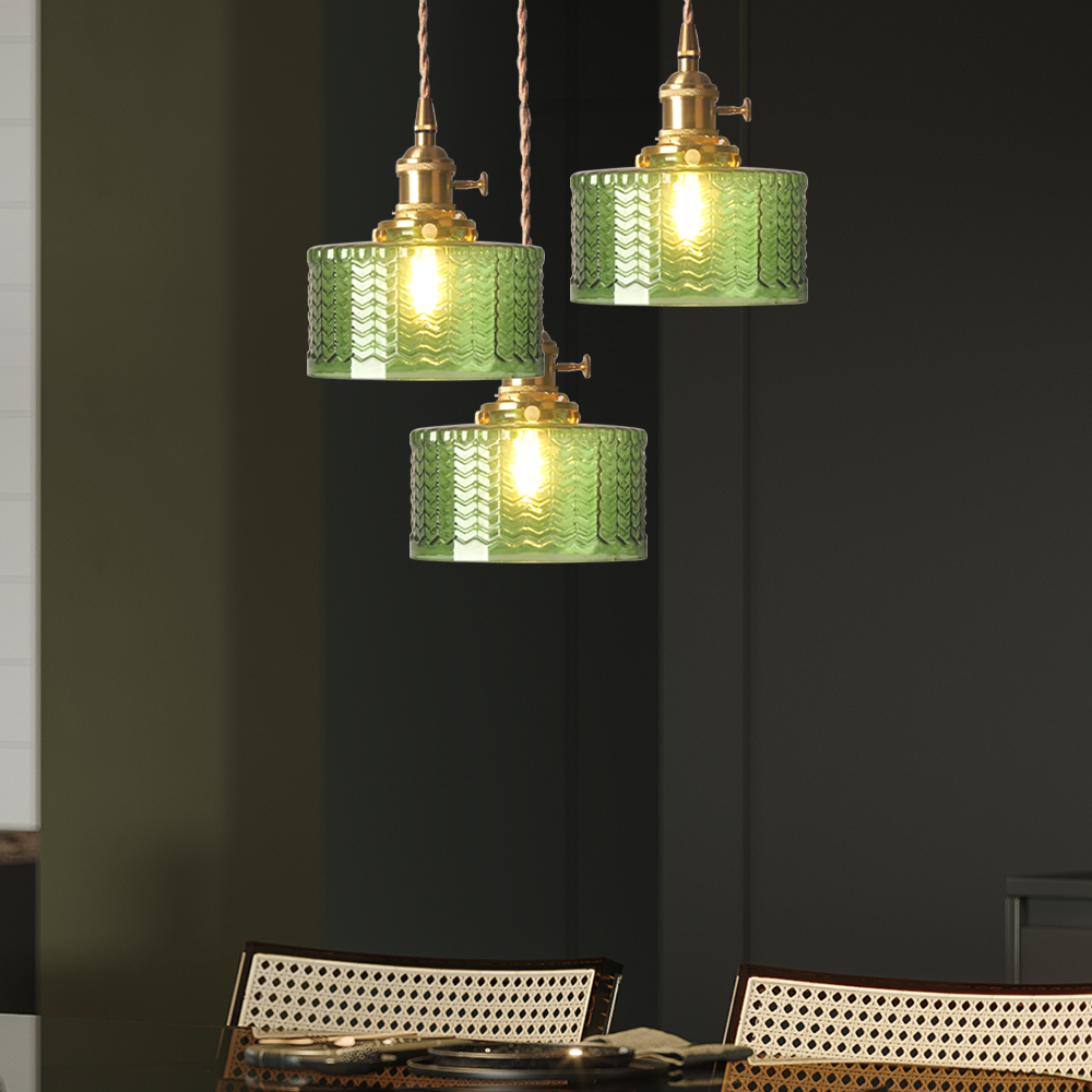 Viridis | Retro Textuur Glazen Cilinder Hanglamp
