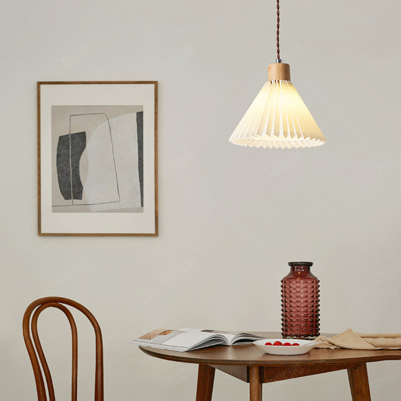 Luvithos | Architectonische Cluster Plissé Geplooide Houten Hanglamp