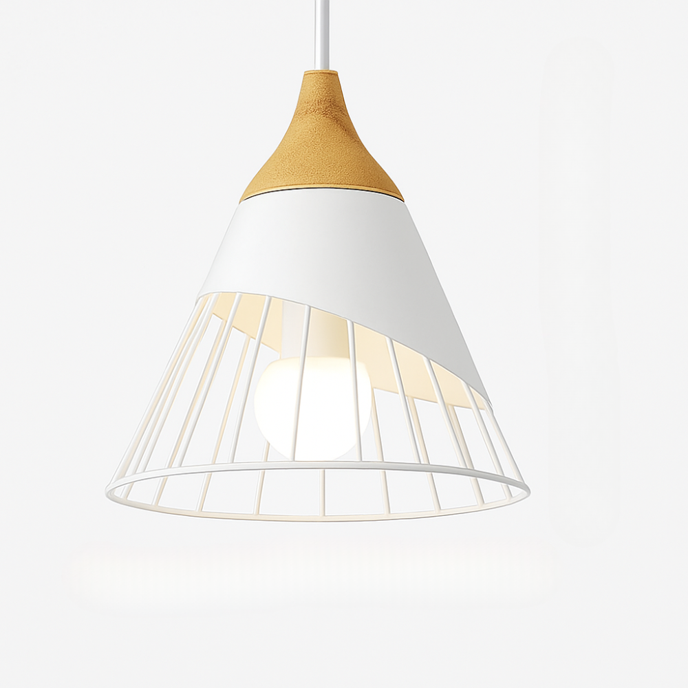 Virelo | Moderne Noordse metalen en houten hanglamp
