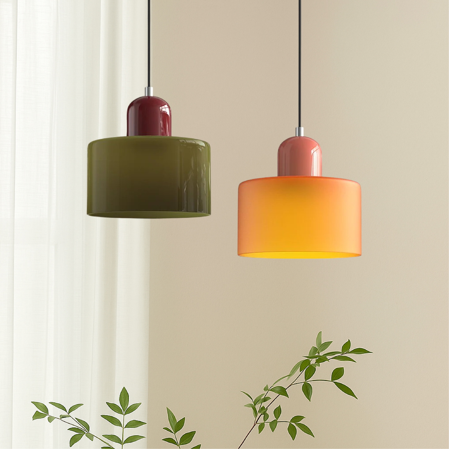 Chroma | Moderne Bauhaus Cilinder En Koepel Glas Hanglamp
