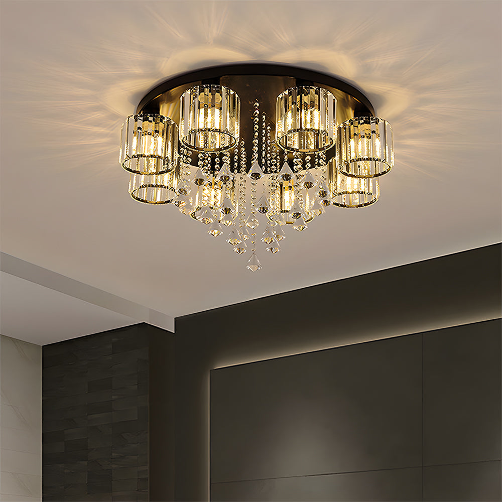 Vespera | Hedendaagse Multi-Head Kristallen Prismaplafondlamp