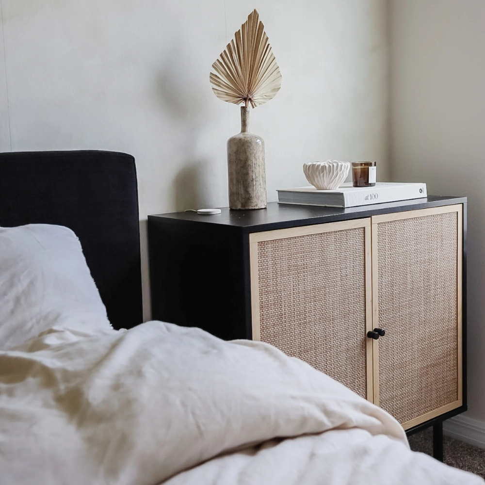 Lomia | Moderne Dubbele Deur Rieten Opbergkast met Verstelbare Planken