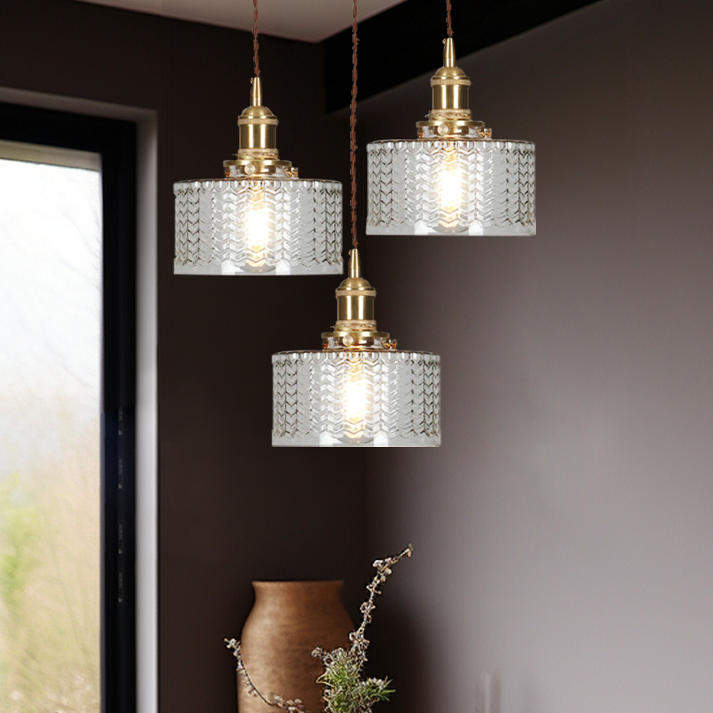 Viridis | Retro Textuur Glazen Cilinder Hanglamp