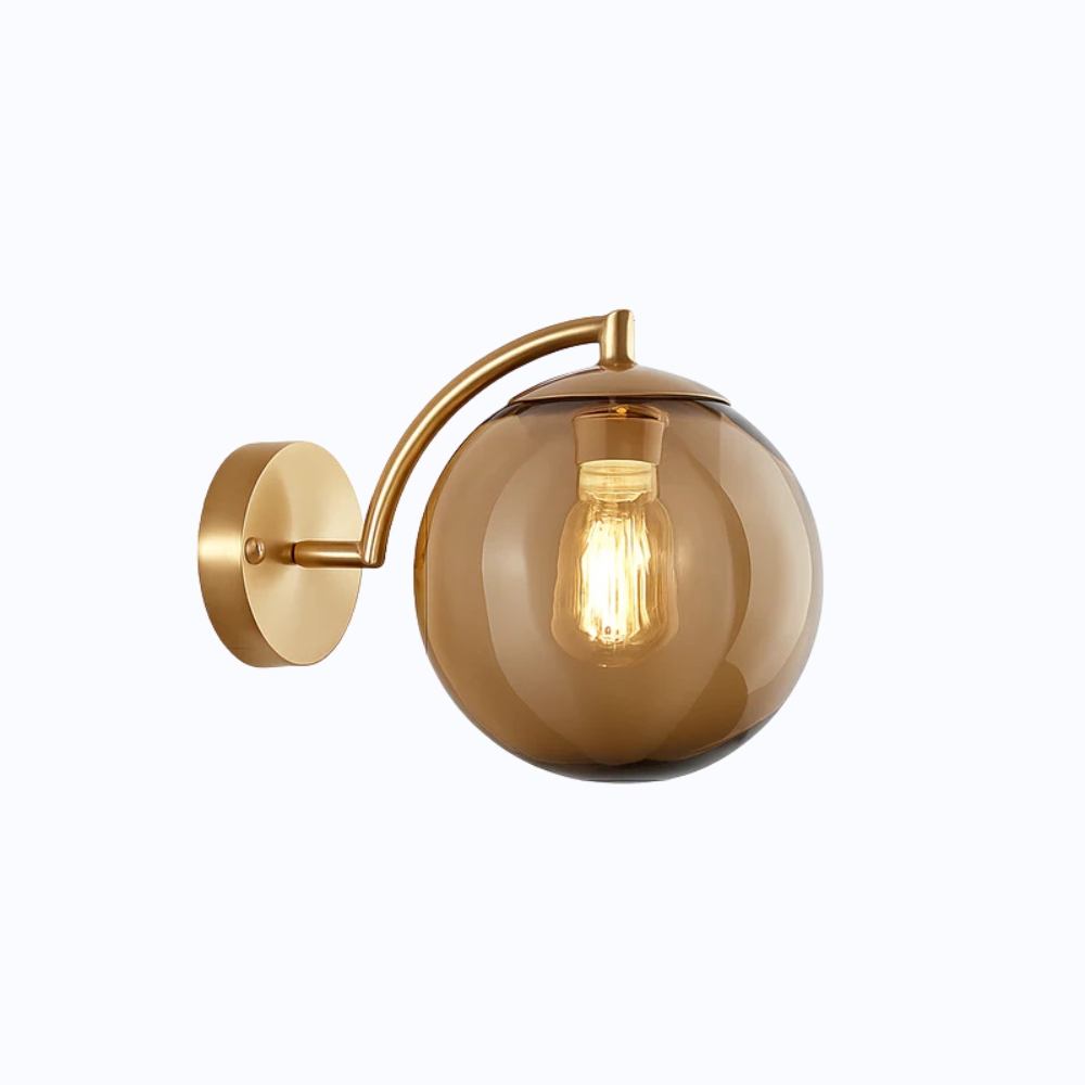 Zenvori | Moderne Gebrande Glazen Bol Messing Wandlamp