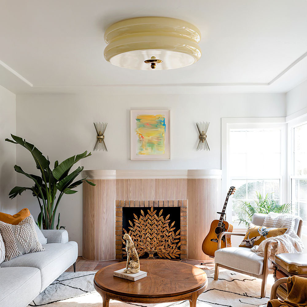 Crema | Vintage Crème Glazen Plafondlamp