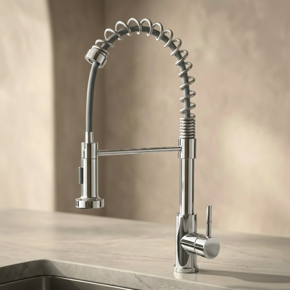 Helix | Voorafspoel Keukenkraan met Uittrekbare Sprayer & Dubbele Spuitmodus
