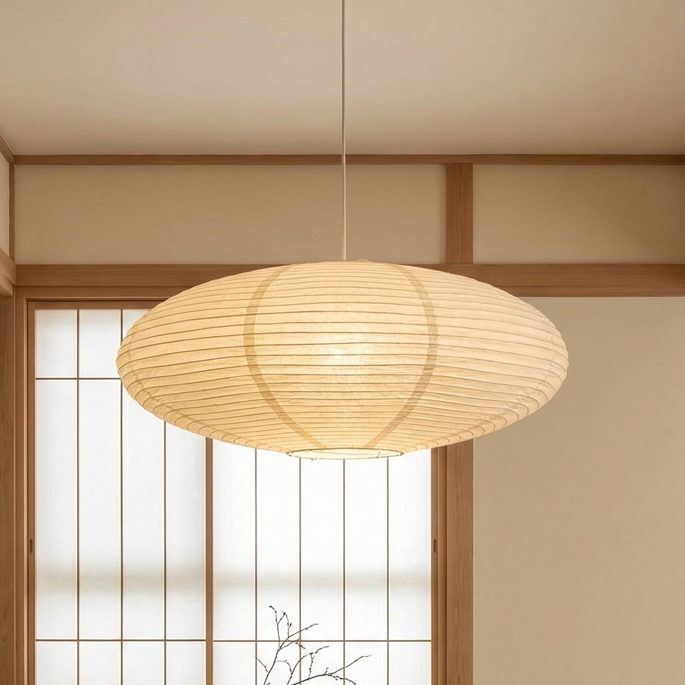 Zeni | Moderne Ovale Wabi Sabi Papieren Hanglamp
