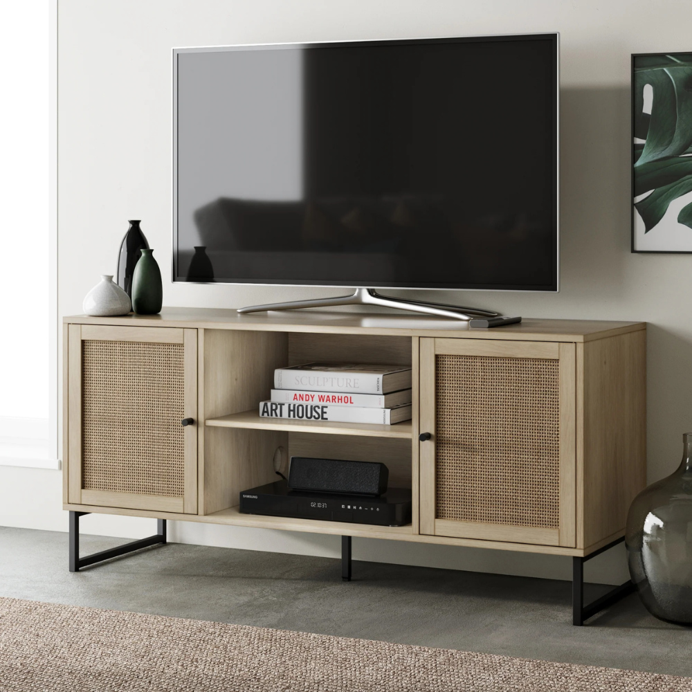 Cora | Moderne Rieten Opbergkast en Media Console TV Stand