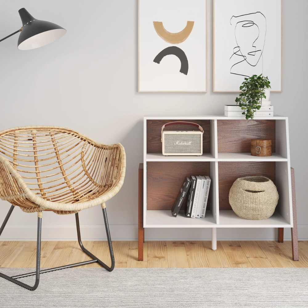 Lyra | Moderne Open Cubby Vier Compartment Opbergkast