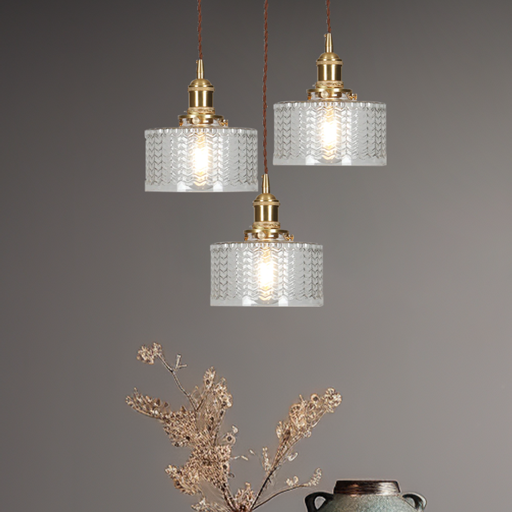 Viridis | Retro Textuur Glazen Cilinder Hanglamp