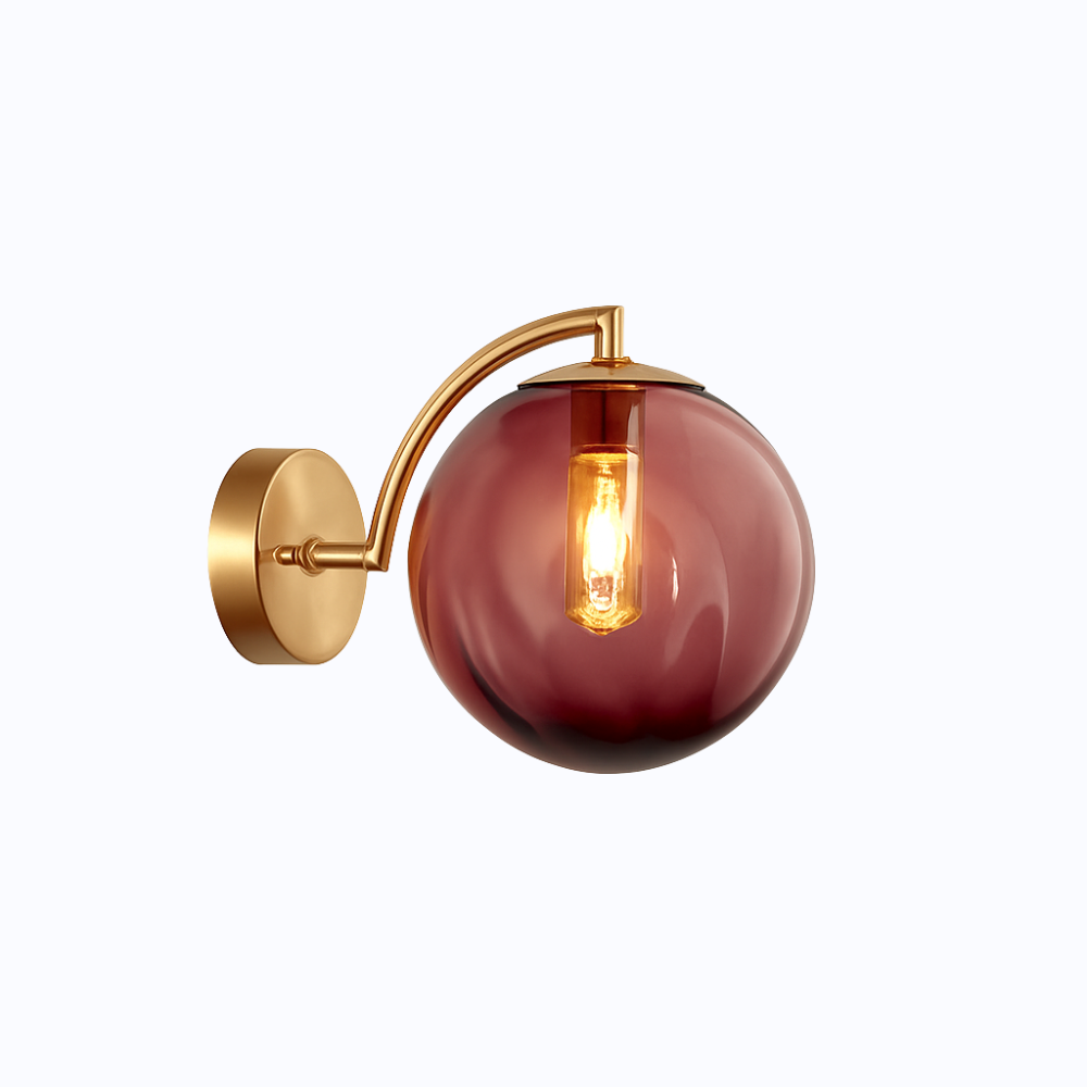 Zenvori | Moderne Gebrande Glazen Bol Messing Wandlamp
