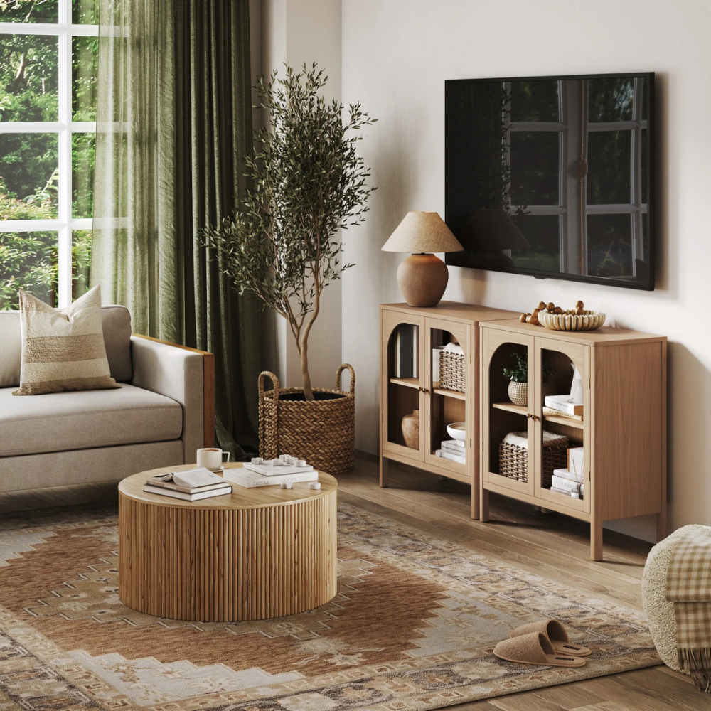 Finley | Twee Deur Houten Opbergkast Met Glazen Boogpanelen