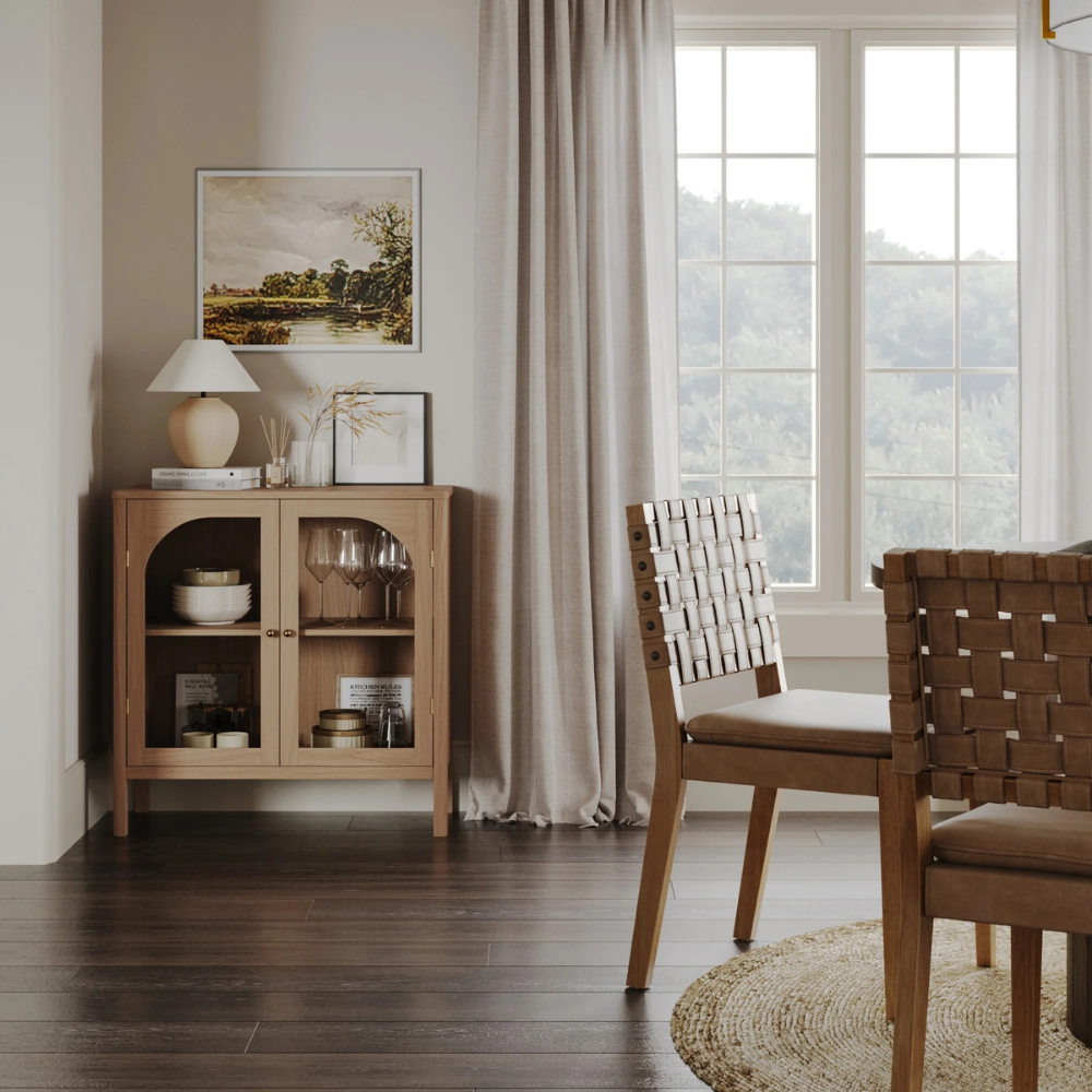 Finley | Twee Deur Houten Opbergkast Met Glazen Boogpanelen