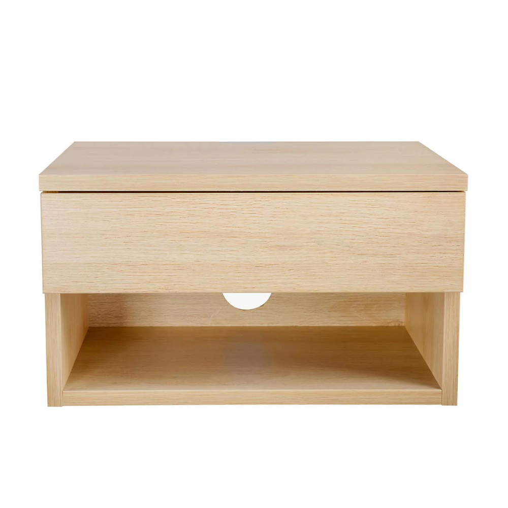 Orio | Wandgemonteerde Zwevende Nachtkast Met Opberglade En Open Niche