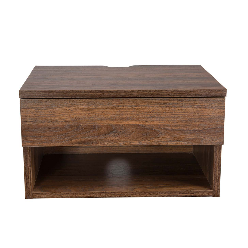 Orio | Wandgemonteerde Zwevende Nachtkast Met Opberglade En Open Niche