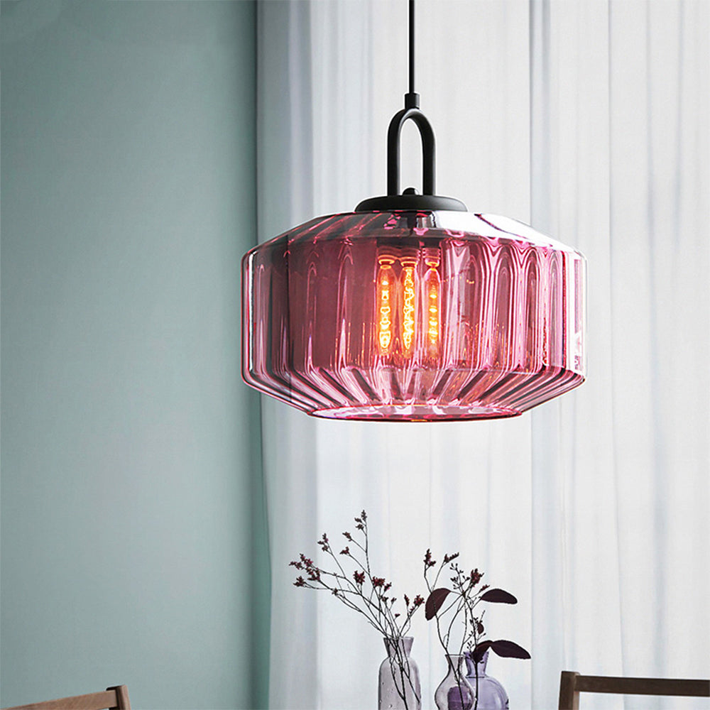 Verda | Midden Eeuw Ribbelglas Koepel Hanglamp