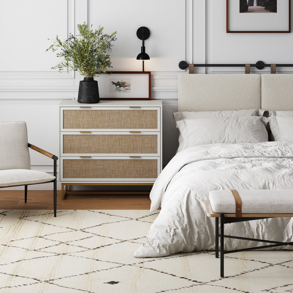 Cassia | Houten Opbergkast Met Drie Rieten Lades