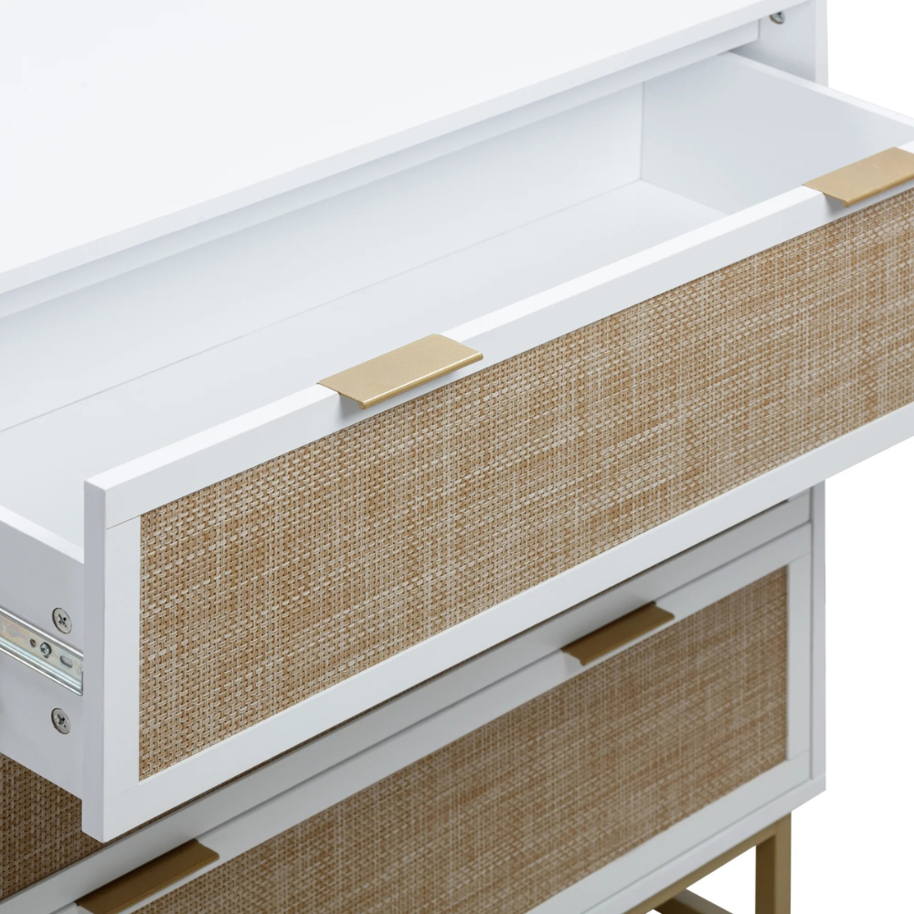 Cassia | Houten Opbergkast Met Drie Rieten Lades