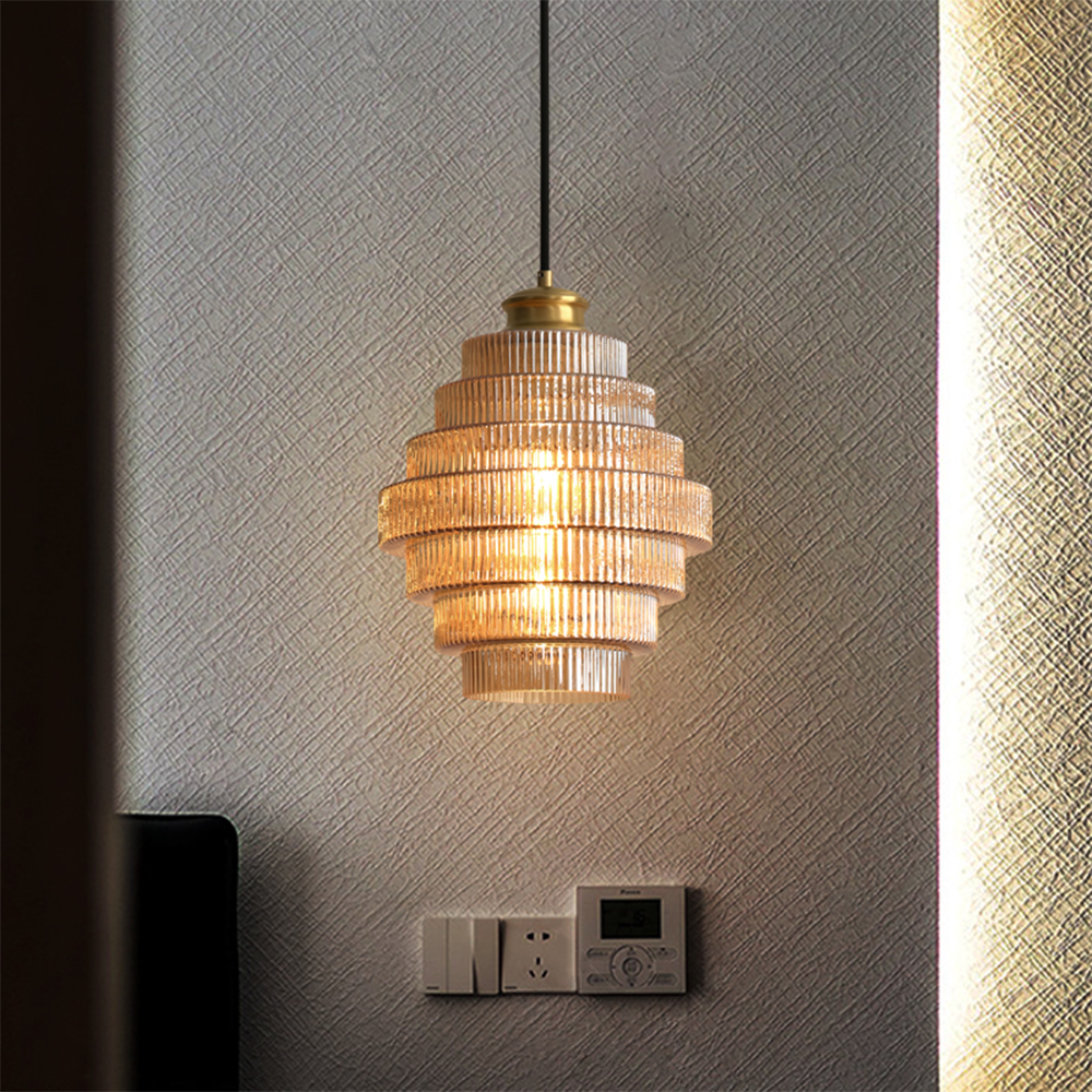Auris | Antieke Laag Ribbelglas Hanglamp