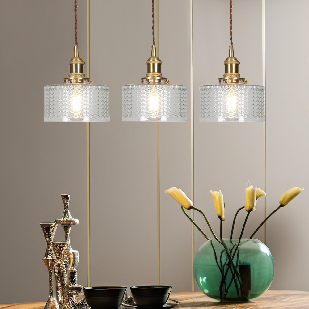 Viridis | Retro Textuur Glazen Cilinder Hanglamp