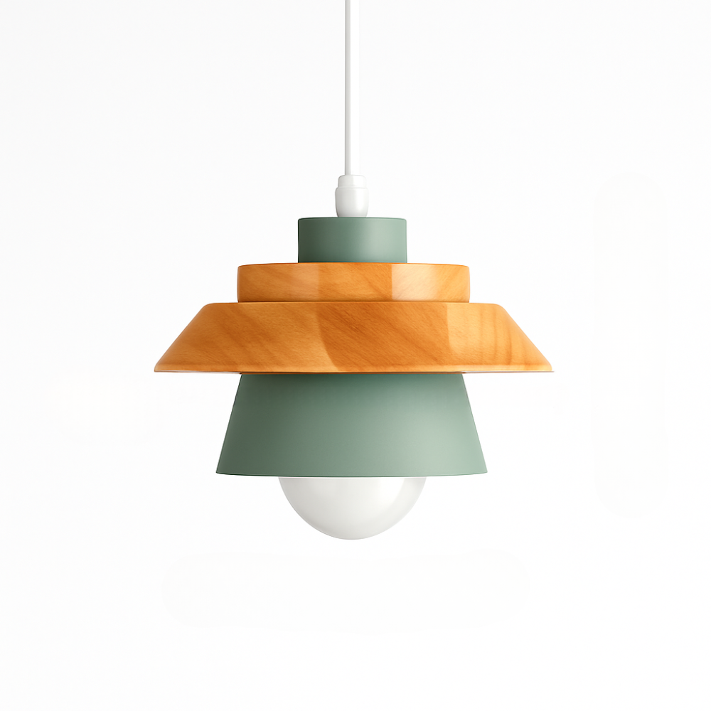 Virelo | Moderne Noordse metalen en houten hanglamp